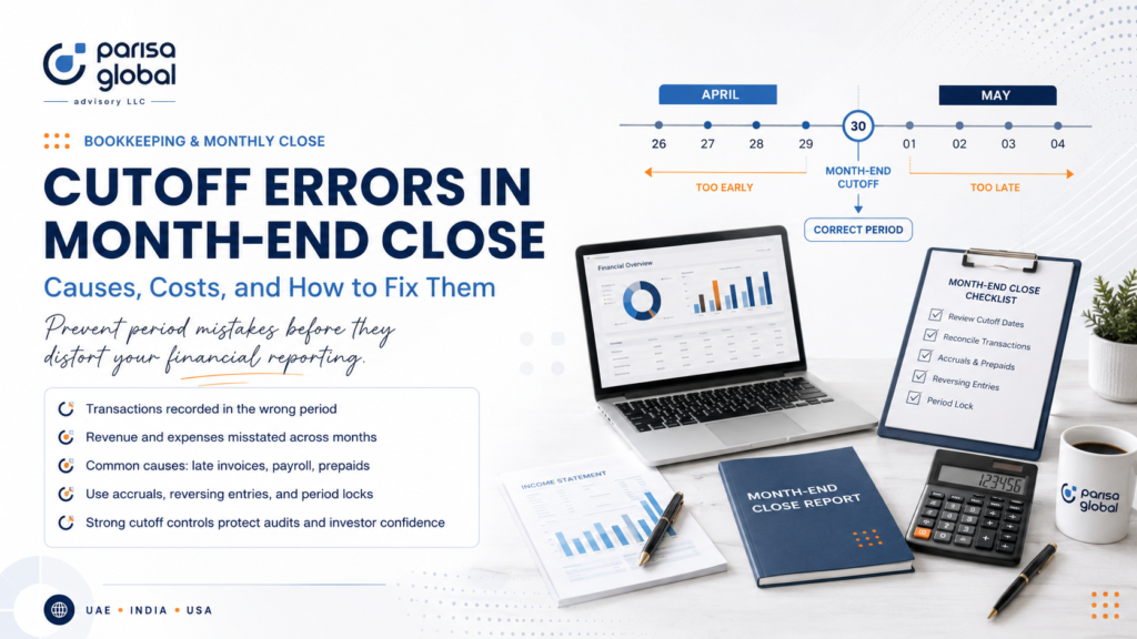 Finance team reviewing cutoff errors during month end close process at a US company